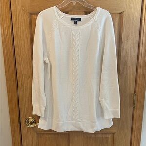 Karen Scott Ivory Textured Crew Neck Sweater